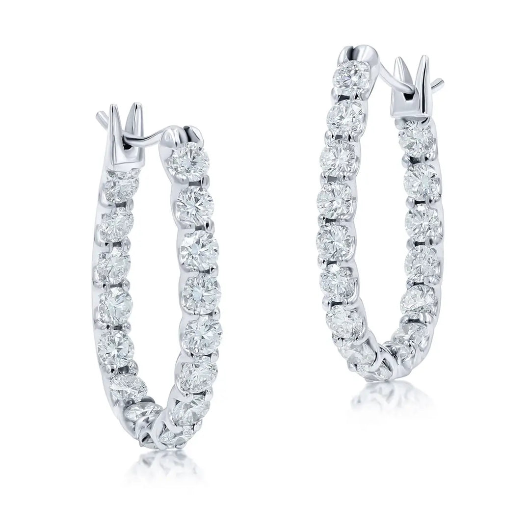 Elongated SkaLLop™ Small White Gold Hoop Earrings