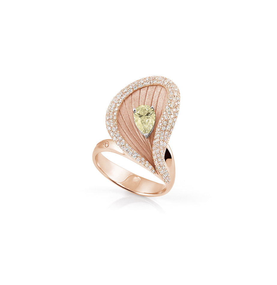 Anna Maria Cammilli sculptural yellow gold and diamond ring from Lester Lampert