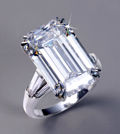 Image of Signature Emerald Cut Center Engagement Ring with Six Long Tapered Baguettes