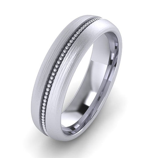 Beaded Center Gold Men's Wedding Band with polished finish and classic comfort fit