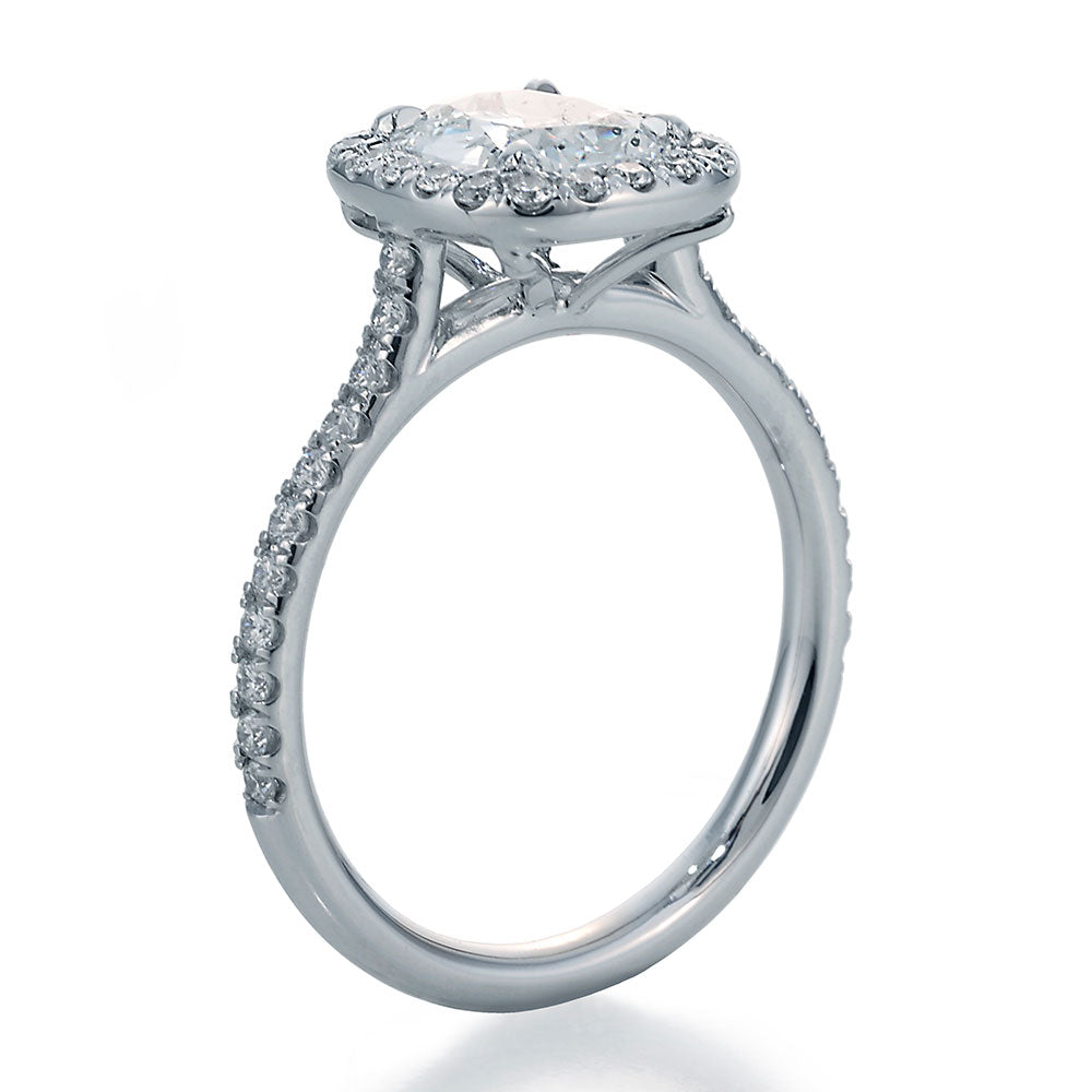 Side View Image of Cushion Center Diamond in Diamond Halo Setting Ring