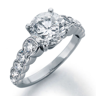 Image of Round Center with Round Accent Diamonds Waterfall Style Engagement Ring