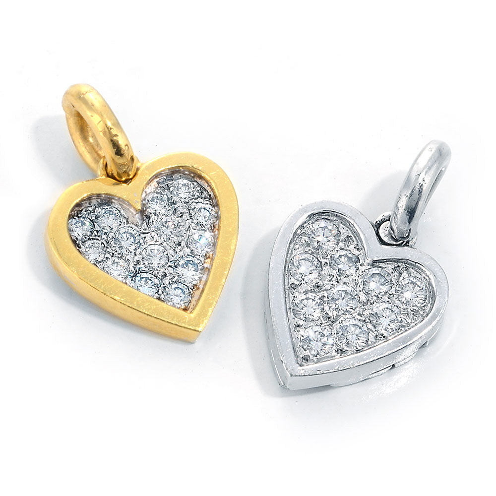 gold and platinum heart pendants