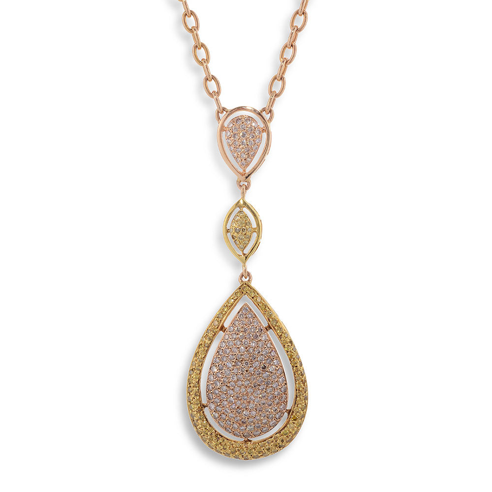Image of Natural Pink and Yellow Diamond Drops Necklace