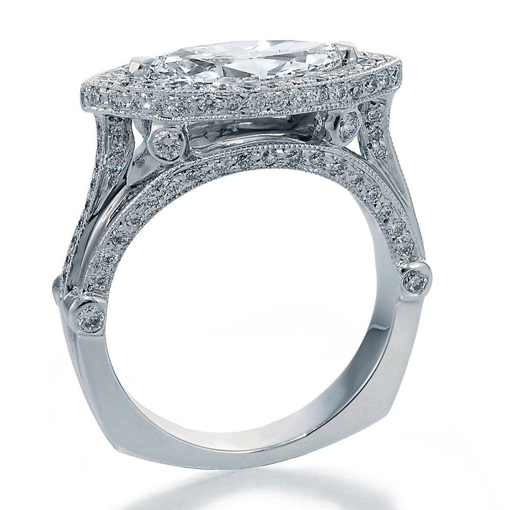 Side View Image of Marquise Center Sideways Halo Style Engagement Ring
