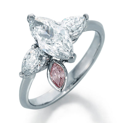 Image of Marquise Center and Fancy Intense Purplish-Pink Marquise Engagement Ring