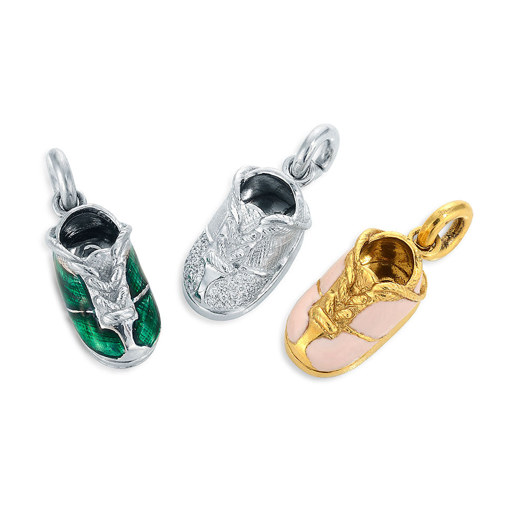 Image of Platinum and Gold Sneakers with Diamonds Charm Pendants