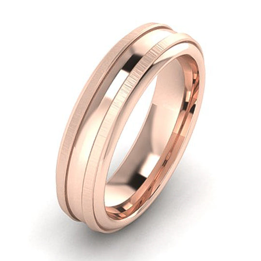 Thin channel-cut men's wedding band in polished gold, sleek minimalist ring for grooms
