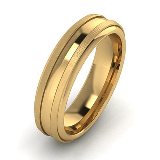 Thin channel-cut men's wedding band with sleek polished finish, minimalist ring by Lester Lampert
