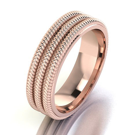 Triple Rope men's wedding band with braided rope design, handcrafted ring by Lester Lampert