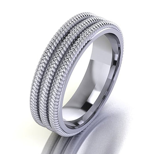 Triple Rope Men's Wedding Band ring by Lester Lampert, braided rope design, timeless handcrafted men's wedding ring