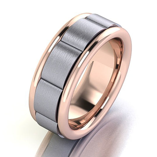 Two-Tone Gold Sectioned Men's Wedding Band