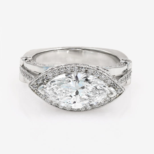 Marquise Cut Diamond and Platinum Ring
