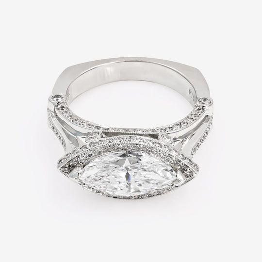 Marquise Cut Diamond and Platinum Ring