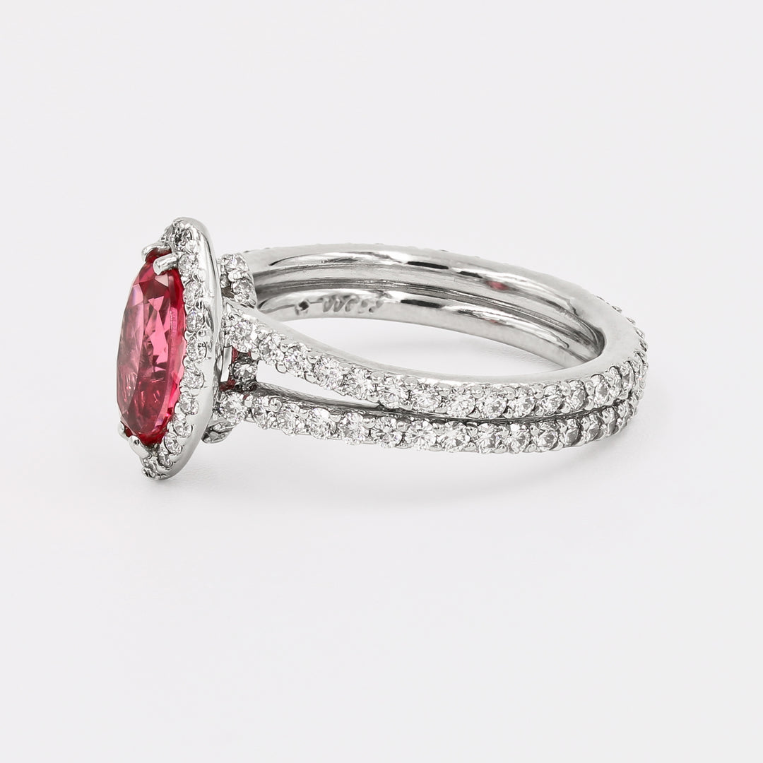 Image of Natural Tanzanian,Pink Spinel, and Diamond Ring with Split Shank Side