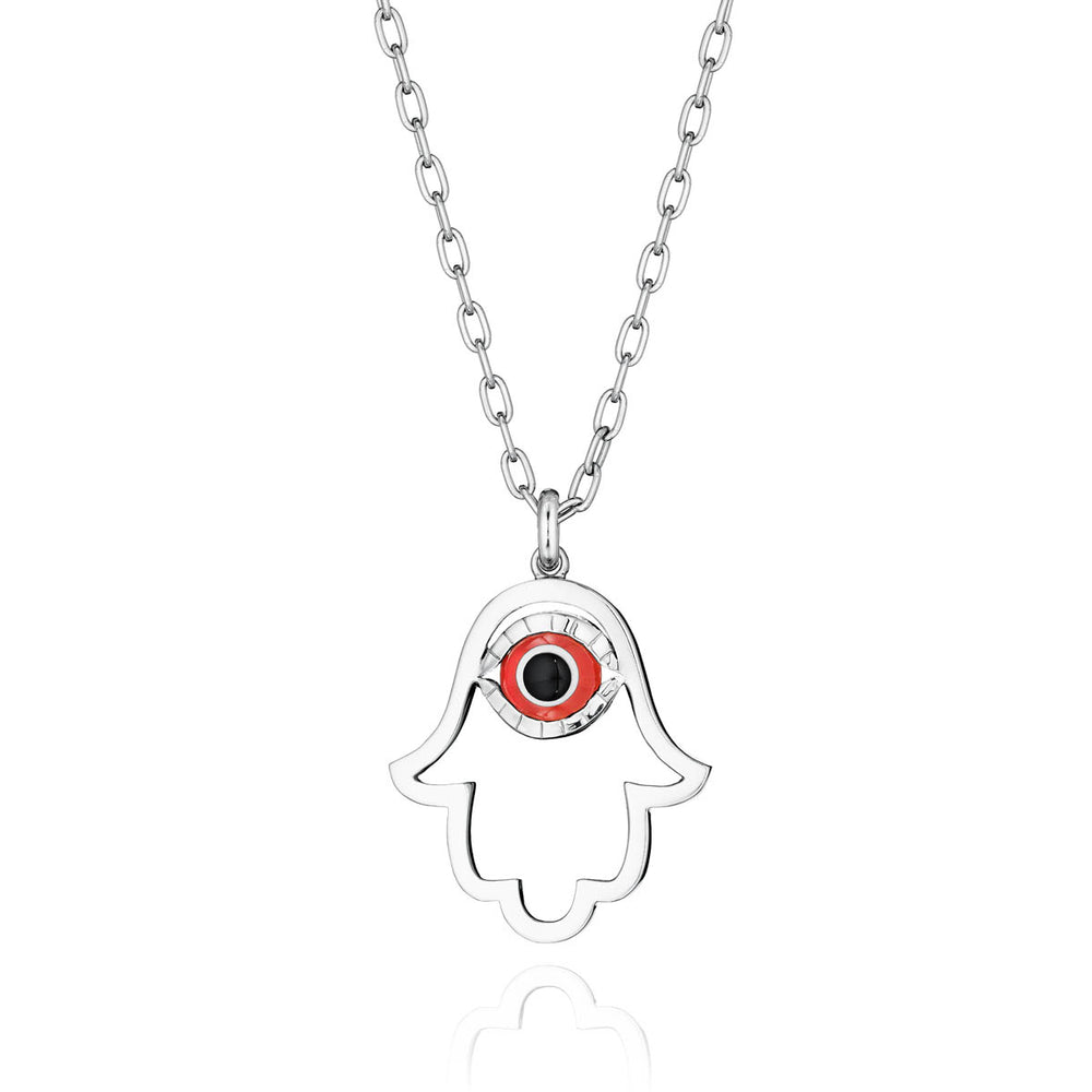 Large Open Lucky Eye Hamsa Necklace
