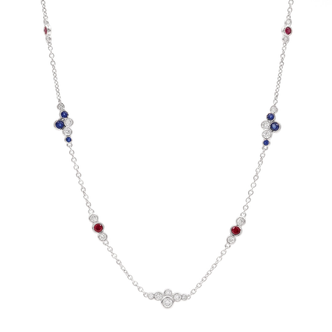 Pirouette™ Platinum Diamond, Sapphire & Ruby Necklace