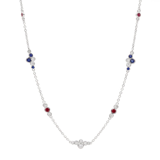Pirouette™ Platinum Diamond, Sapphire & Ruby Necklace
