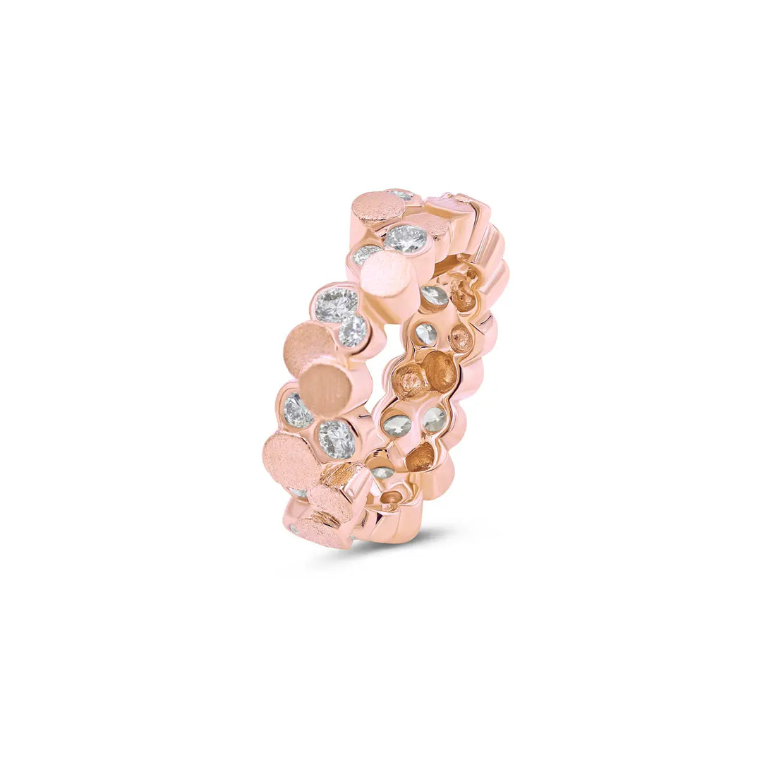 The BubbeLLes™ Ring by Lester Lampert in 18k rose gold, a custom diamond ring with a multidimensional design and contrasting polishes, expertly crafted in Chicago.