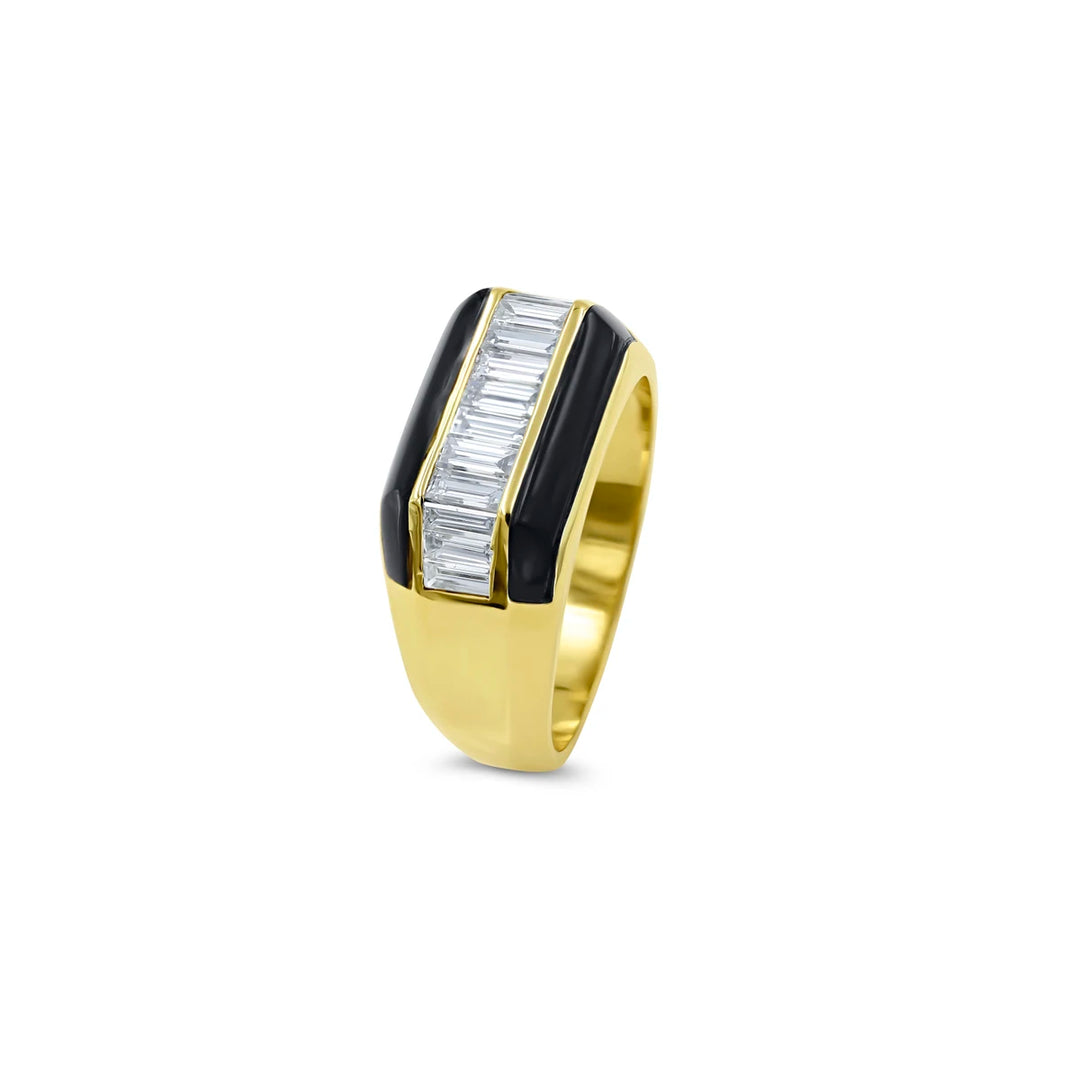 Lester Rings Gent's Diamond & Black Onyx Yellow Gold Ring - VVS Clarity – Lester Lampert