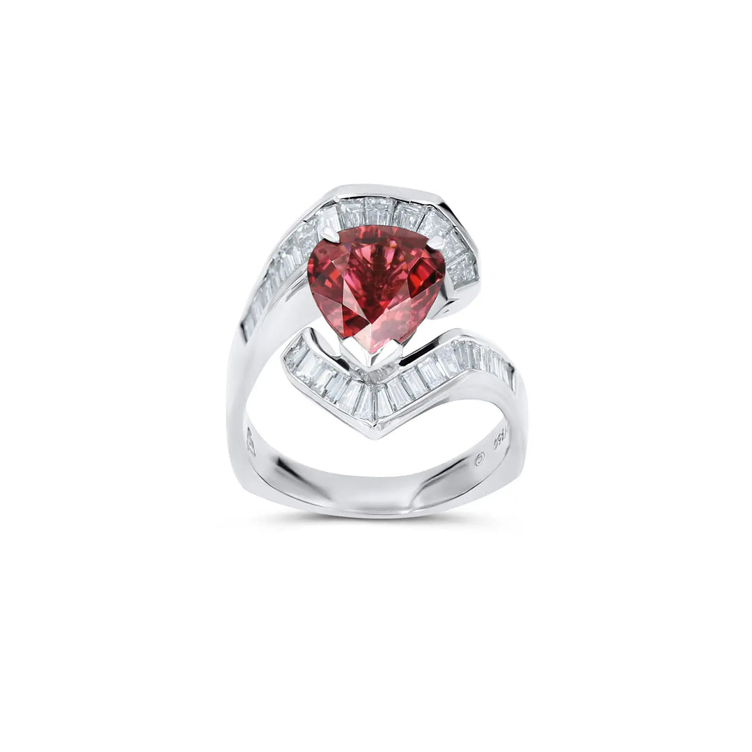 Lester Rings Pink Tourmaline & Diamond Ring - Platinum, Free Resizing – Lester Lampert
