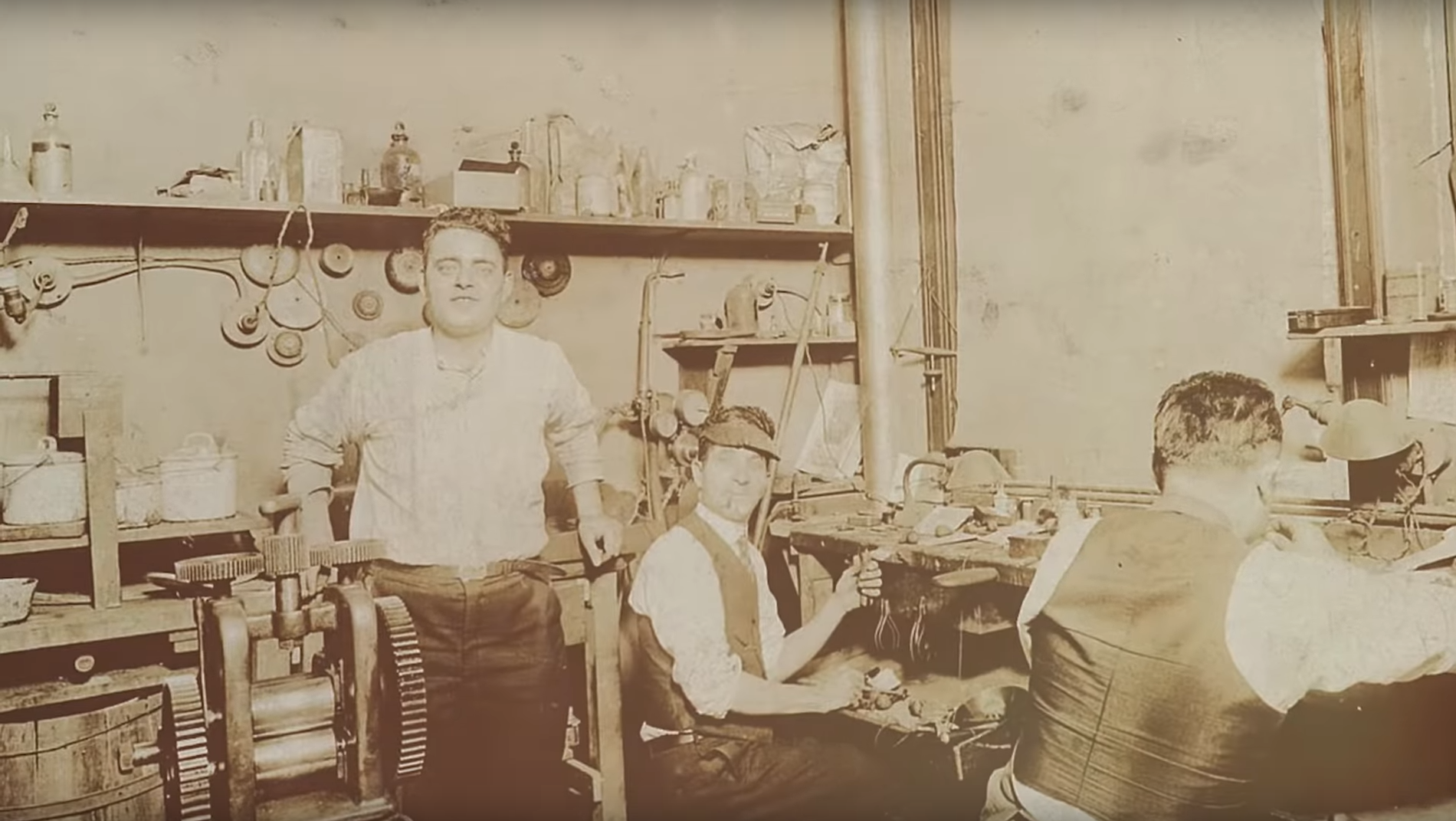 Jewelers from the Lampert Family working in an early 1900s workshop in Chicago.