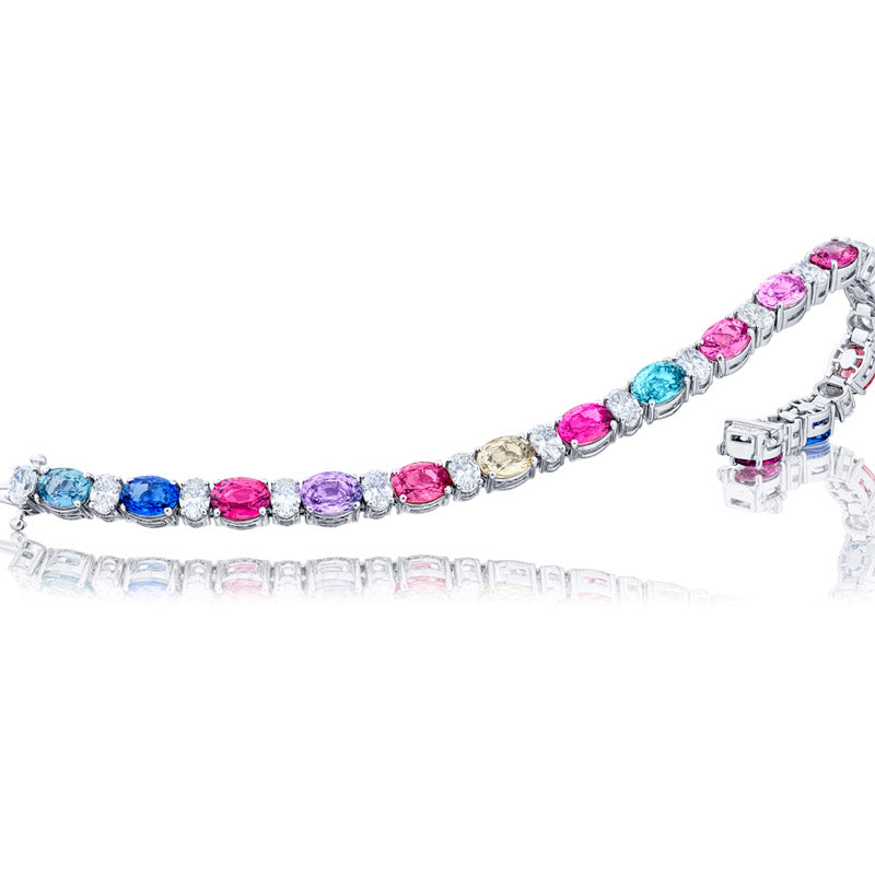 JB Star's multicolored sapphire bracelet with diamonds, a testament to fine jewelry in Chicago.
