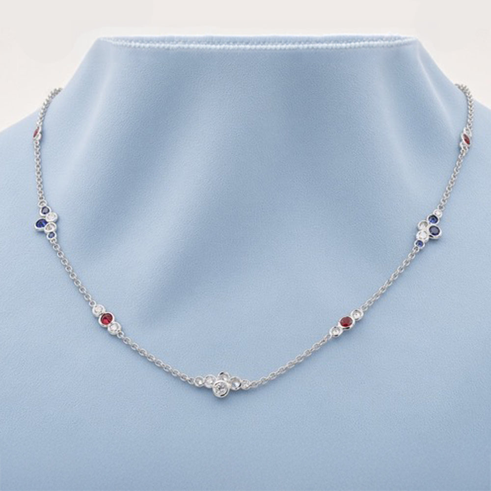 Pirouette™ Platinum Diamond, Sapphire & Ruby Necklace
