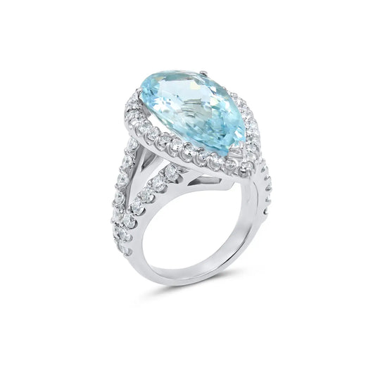 Platinum Aquamarine & Diamond Ring