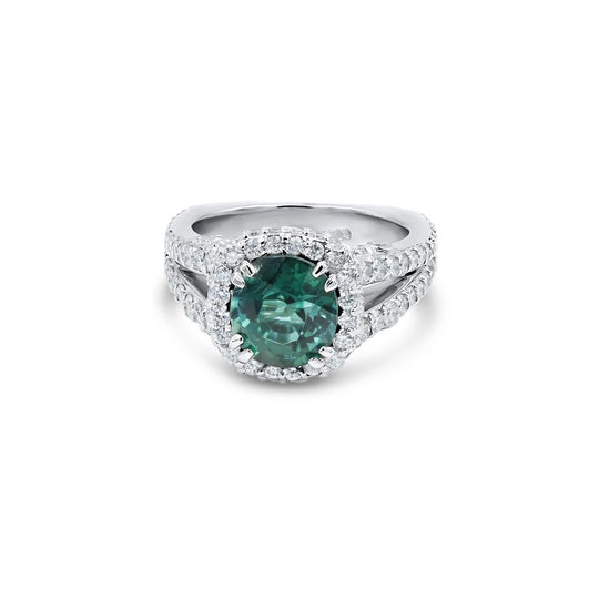 "Indicolite" Tourmaline & Diamond Ring