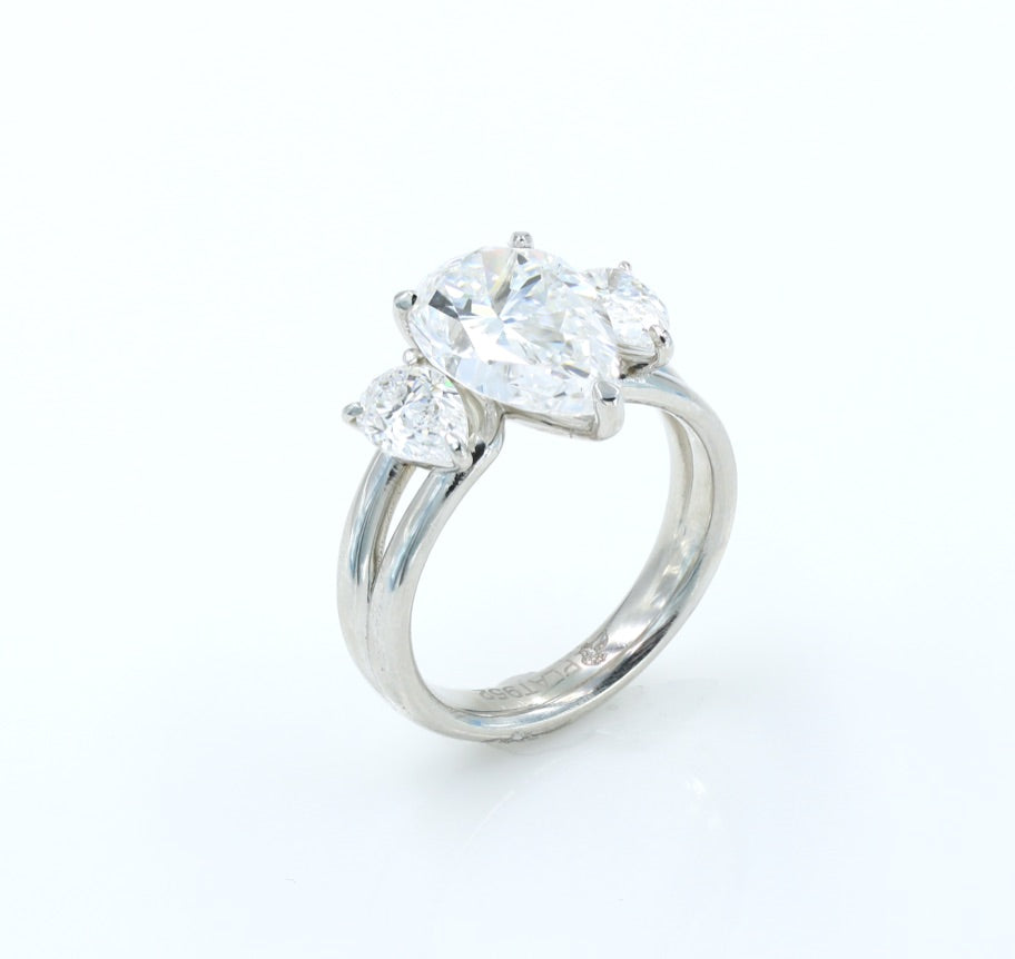Three-stone Pear Shape Cut Diamond Ring