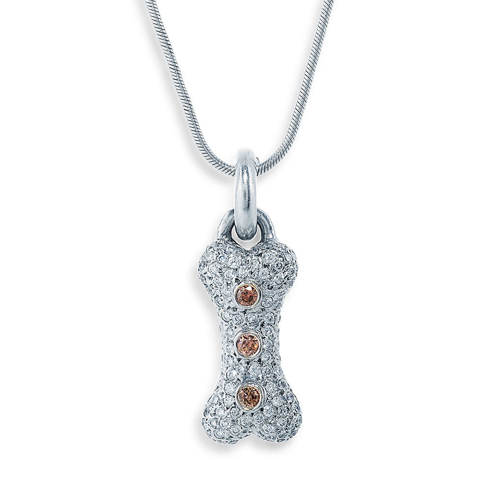 Image of Diamond and Platinum Dog Bone Necklace
