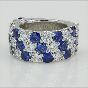 SkaLLop™ 3-Row Sapphire & Diamond Ring