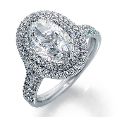 Image of Oval Diamond in a Diamond Double Halo Setting Ring