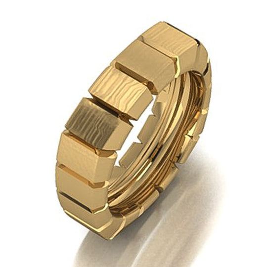 Gold Sectioned Men's Wedding Band