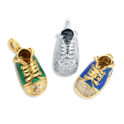 Platinum and Yellow Gold Diamond Gym Shoe Charm Pendants