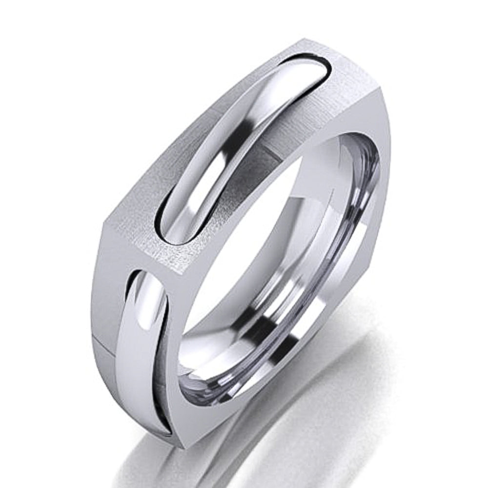 Men's Circle Squared wedding band, modern geometric ring with squared edges – Lester Lampert men's ring