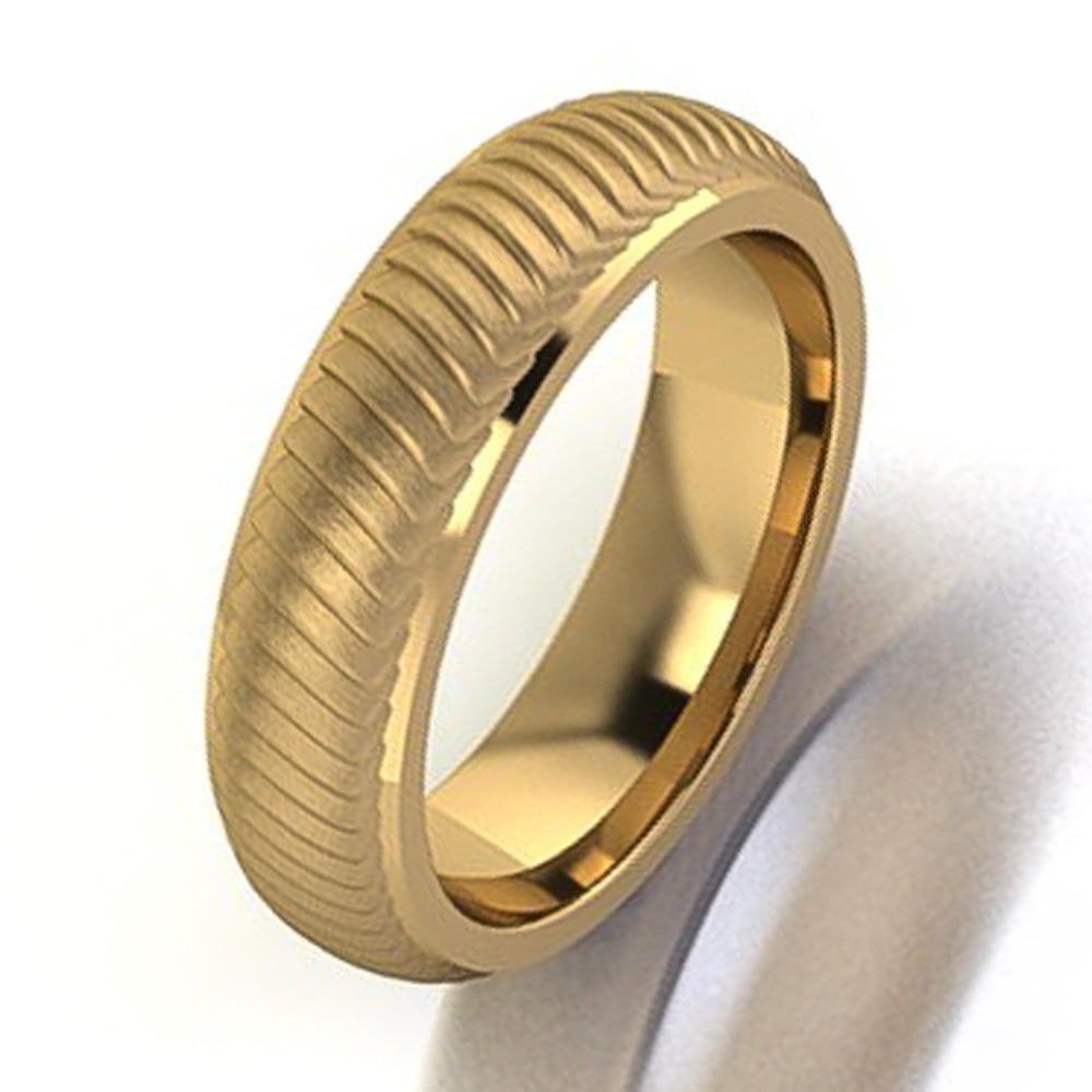 Men's Textured Wave Pattern Wedding Band Comfortable Fit