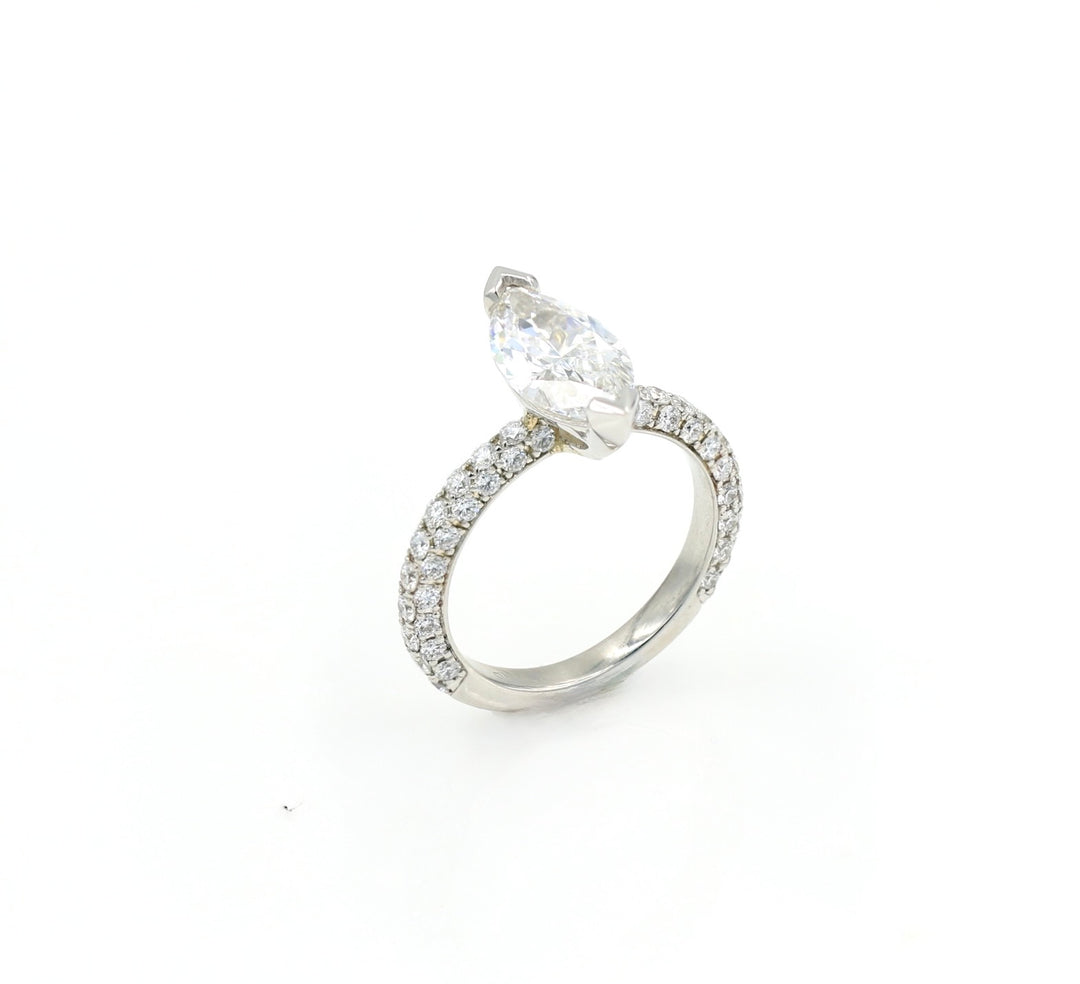 Marquise Diamond Pavé Band Engagement Ring