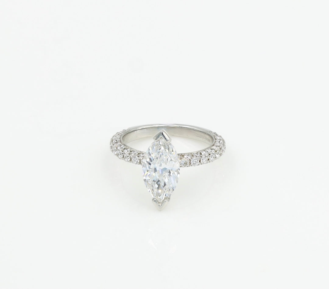 Marquise Diamond Pavé Band Engagement Ring
