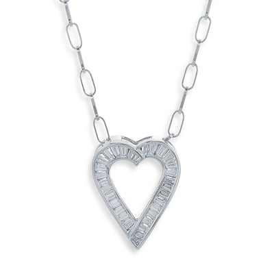Image of Platinum and Baguette Cut Diamond Necklace