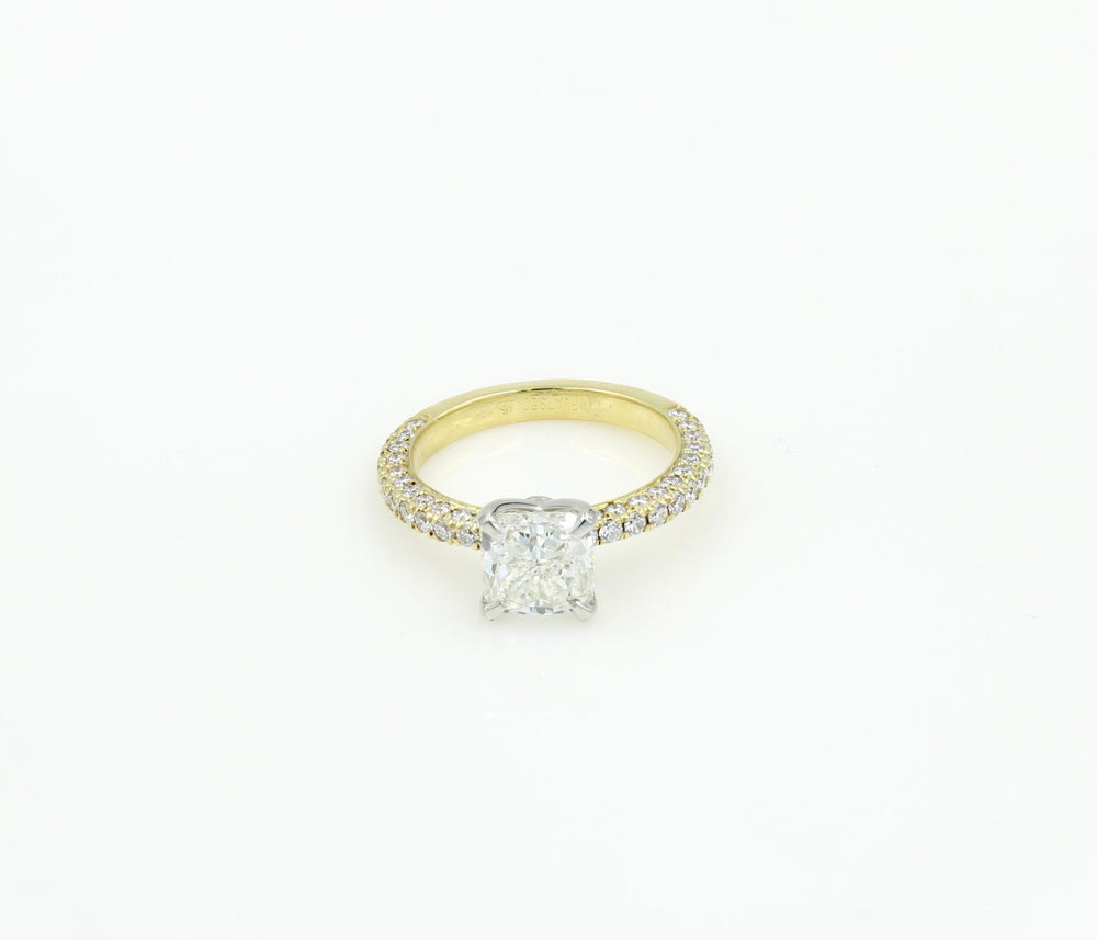 Two-tone Diamond Engagement Ring with Cushion center