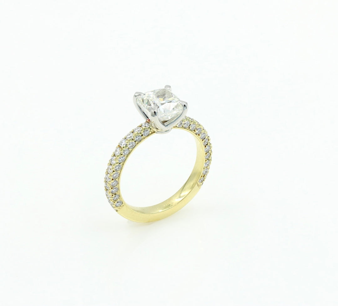 Two-tone Diamond Engagement Ring with Cushion center