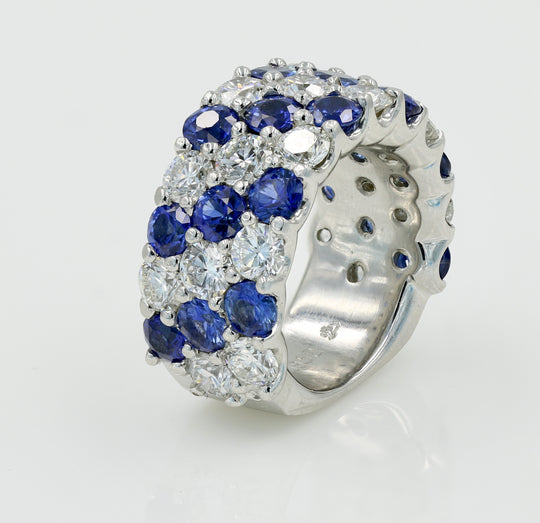 SkaLLop™ 3-Row Sapphire & Diamond Ring