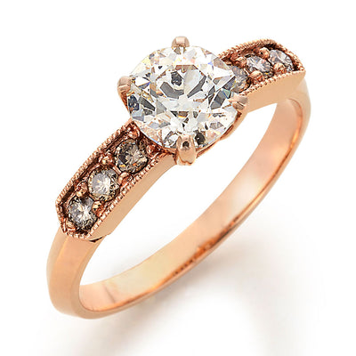 Cognac Diamond Engagement Ring