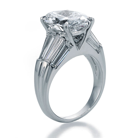 Image of Signature Oval Center Diamond with Tapered Baguettes Engagement Ring