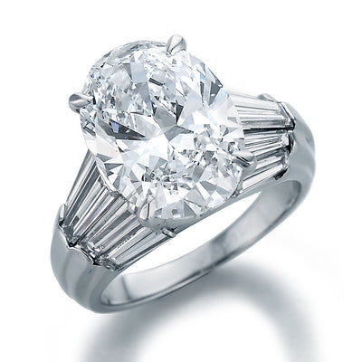 Image of Signature Oval Center Diamond with Tapered Baguettes Engagement Ring