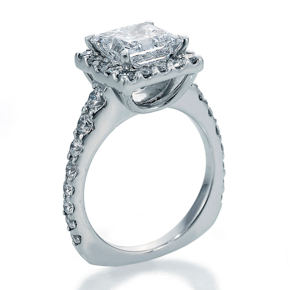 Side View Image of Ellite Princess Cut Center with Ideal Cut Round Diamonds Ring