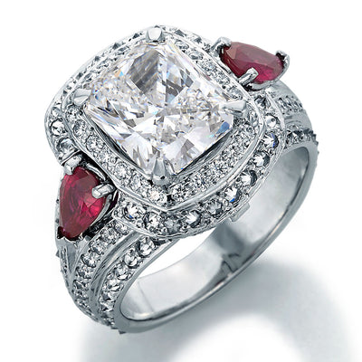 Ladies Engagement Ring with Pear Shape Side Stones