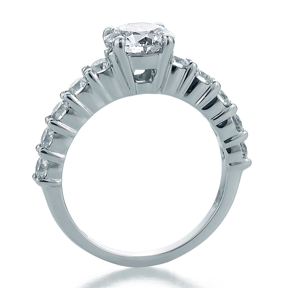 Side View Image of eLLegance Engagement Ring with Round Center and Half Shank Ideal Cut Round Diamonds